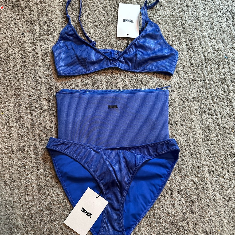 TRIANGL MAIA - BALT BLUE RIBBED SCOOP BIKINI SET - Picture 3 of 6